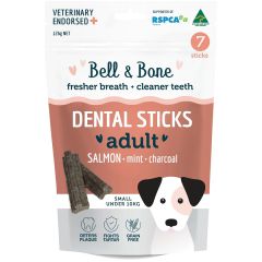 Bell & Bone 三文魚+薄荷活性碳天然潔齒棒 7條 (小型犬)
