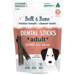 Bell & Bone 三文魚+薄荷活性碳天然潔齒棒 7條 (大型犬)