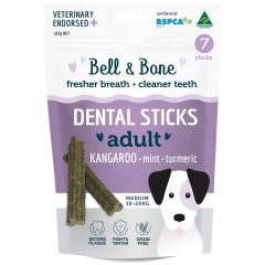 Bell & Bone 袋鼠+薄荷薑黃天然潔齒棒 7條 (中型犬)