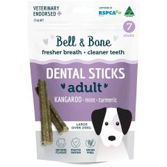 Bell & Bone 袋鼠+薄荷薑黃天然潔齒棒 7條 (大型犬)