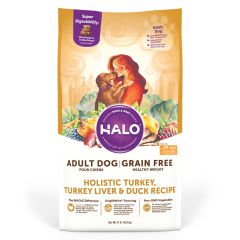 HALO 無穀物成犬糧-健美體態 火雞肉,火雞肝&鴨肉配方 21磅