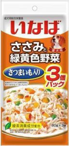 Inaba  雞肉+野菜軟包狗糧 (地瓜入) 80gx3