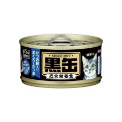 黑罐Mini 貓罐頭 - 吞拿魚 + 鰹魚+木魚片 80g