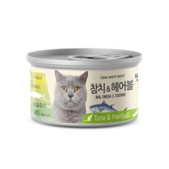Meowow  高級白吞拿魚+去毛球貓湯罐 80g