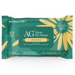 Nurture Pro AG+ 銀離子寵物親膚消毒濕紙巾 10片-蘆薈味