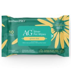 Nurture Pro AG+ 銀離子寵物親膚消毒濕紙巾 10片-綠茶味