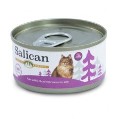 Salican 白肉吞拿魚、蟹柳貓罐頭 (唶喱) 85g (紫)