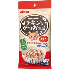 Aixia Chicken Life 雞肉鰹魚吞拿魚袋裝濕糧 60gX3 (橙)