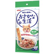 Aixia Fish Life 吞拿魚鰹魚節袋裝濕糧 60gX3 (綠)