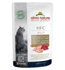 Almo Nature HFC Jelly For Adult Cat 55g Tuna Chicken Fillet With Ham
