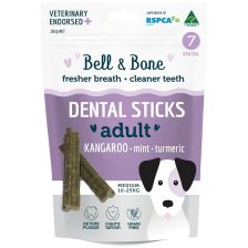 Bell & Bone 袋鼠+薄荷薑黃天然潔齒棒 7條 (中型犬)