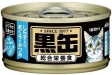 黑罐Mini 貓罐頭 - 吞拿魚 + 白飯魚 80g Maruha 
