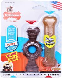 Nylabone Puppy Chew & Dura Chew Peamut Butter Bone Twin Petite