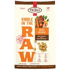 PRIMAL Kibble In The Raw Beef  Recipe Kibble-Sized Bites Dog Food 9lb