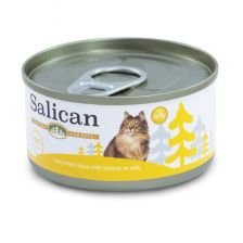 Salican 白肉吞拿魚、鮮蝦貓罐頭 (唶喱) 85g (黃)