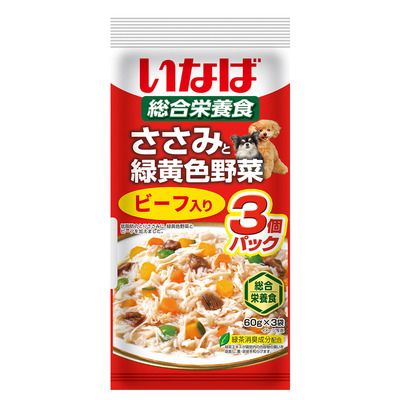 Inaba 雞肉+野菜軟包狗糧 (牛肉) 60gx3