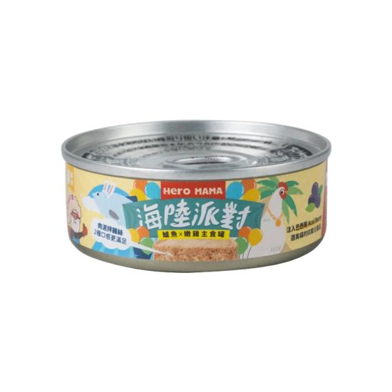 HeroMama [貓]海陸派對主食罐 鱸魚雞 80g