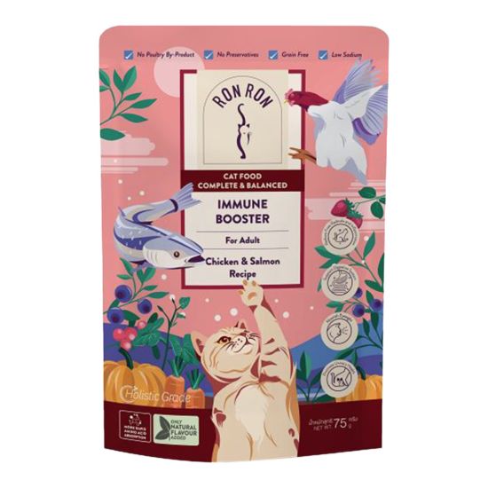 RonRon 雞肉三文魚蔬菜湯成貓主食包 75g