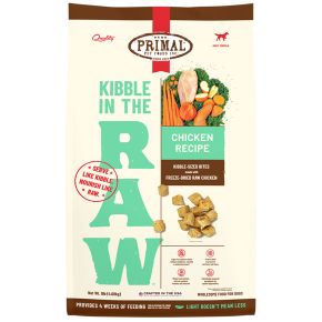 PRIMAL Kibble In The Raw Chicken Recipe Kibble-Sized Bites Dog Food 9lb