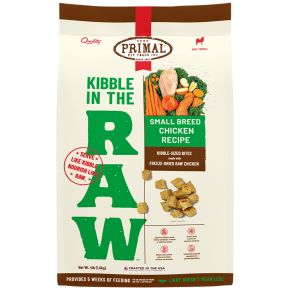 PRIMAL Kibble In The Raw Small Breed Chicken Recipe Kibble-Sized Bites Dog Food 4lb
