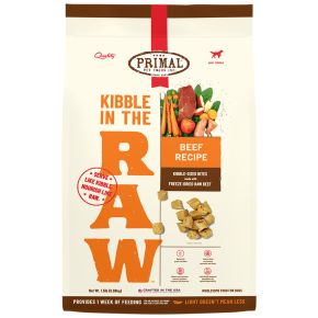 PRIMAL Kibble In The Raw Beef  Recipe Kibble-Sized Bites Dog Food 1.5lb