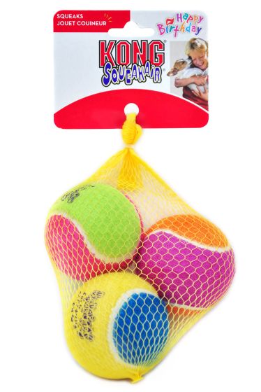 Kong (袋裝)發聲網球狗玩具 (中) 3個裝(AST2Y) (顏色隨機)